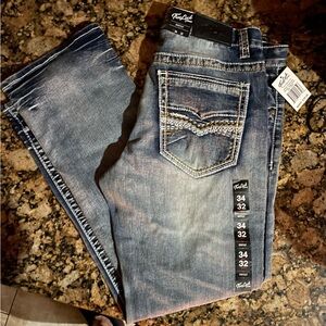 True Luck Jeans Mens 34 x 32 Classic Stretch 5 Pocket Bootcut Denim NEW
